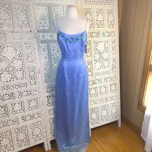 VTG Y2K Papell Boutique Chiffon Formal Prom Gown Womens 10 Fairy Beaded Floral